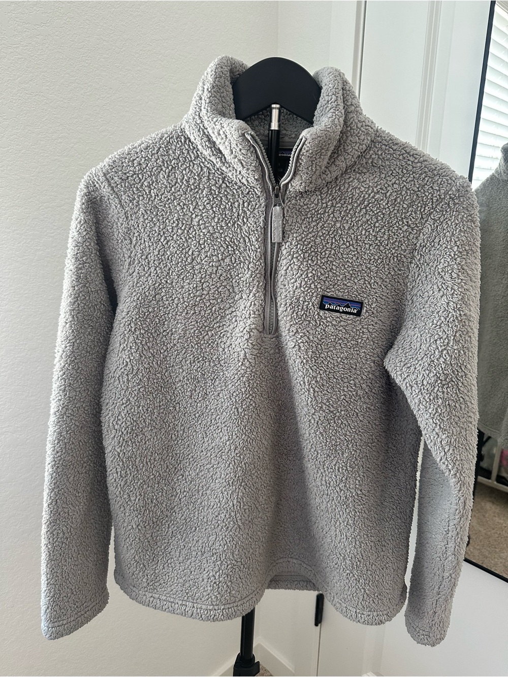 Patagonia Women's Gray Sherpa Fleece 1/4 Zip Pullover Size Small Cozy